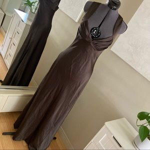 Chocolate Calvin Klein satin maxi dress